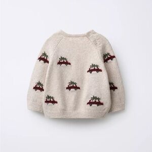 Zara Knit Baby Sweater with Jumper Car & Tree